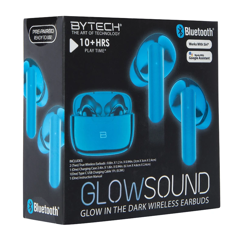 glow the dark bluetooth® earbuds with mic