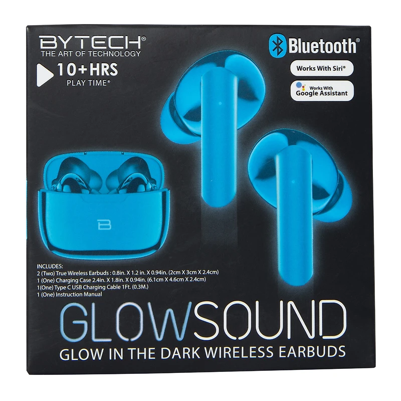 glow the dark bluetooth® earbuds with mic