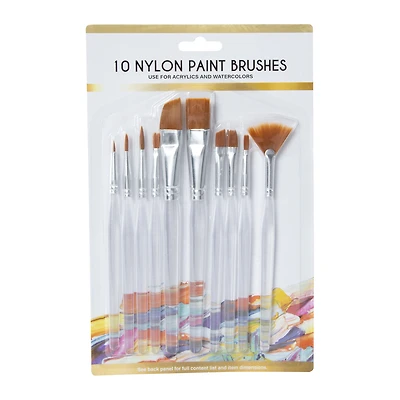 nylon paint brushes for acrylics & watercolors 10-count