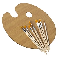 wooden painting palette & brushes set 10-piece