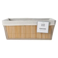 lined bamboo storage bin 12in x 8in
