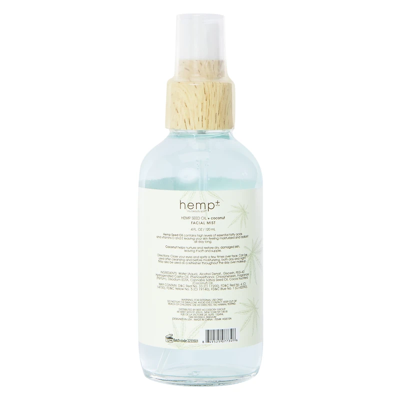 hemp+ hemp seed oil coconut facial mist 4 fl.oz