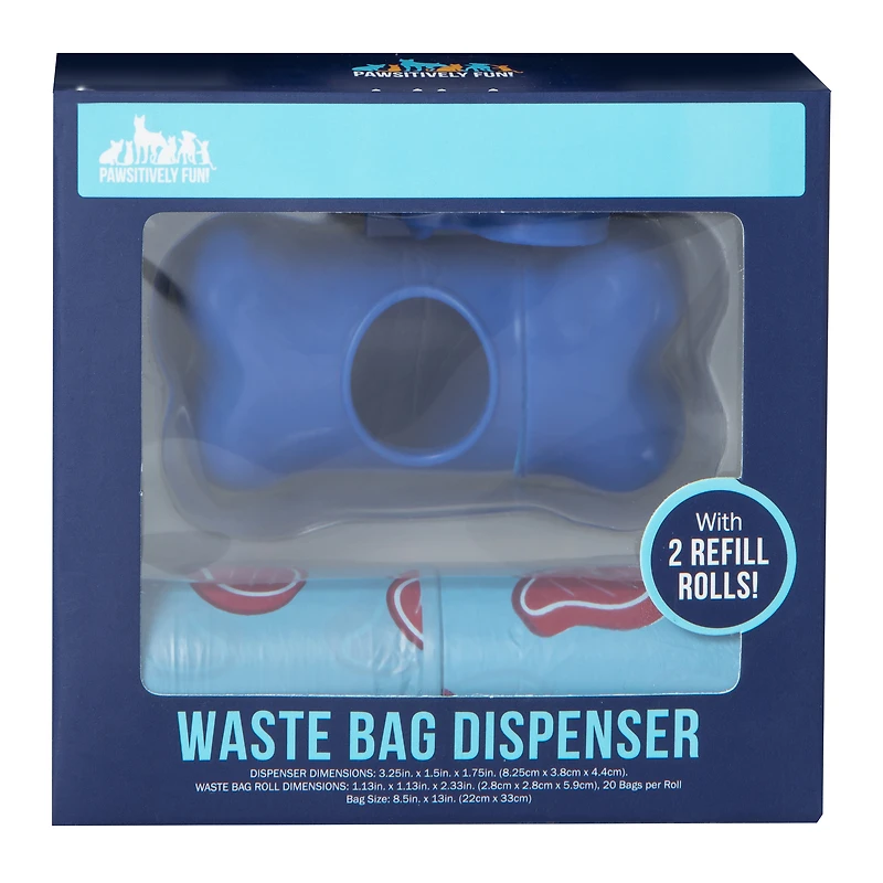 pet waste bag dispenser & 2 refill rolls