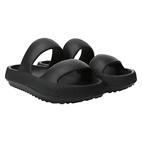 ladies green double band puff sole sandals