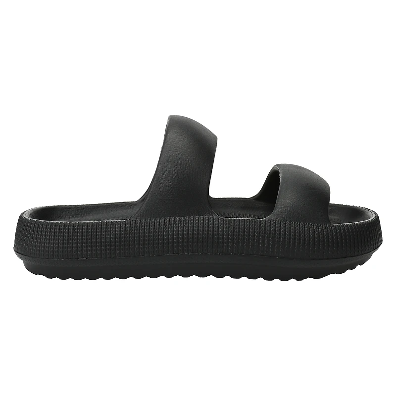 ladies green double band puff sole sandals