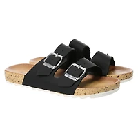 ladies pink double buckle sandals
