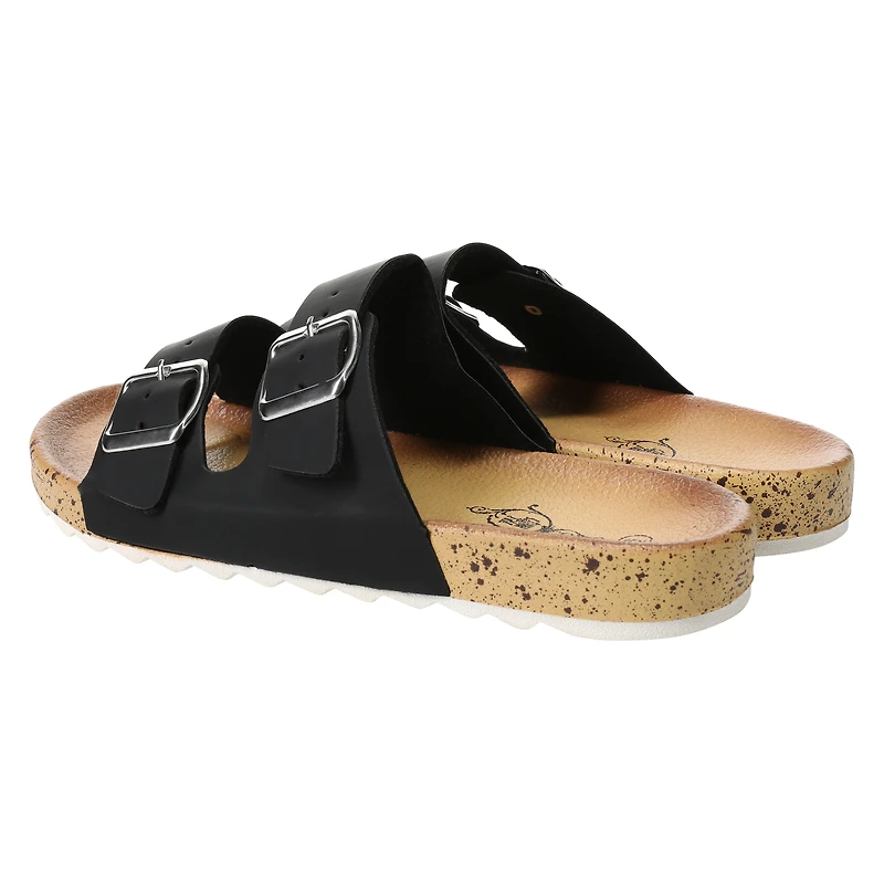 ladies pink double buckle sandals