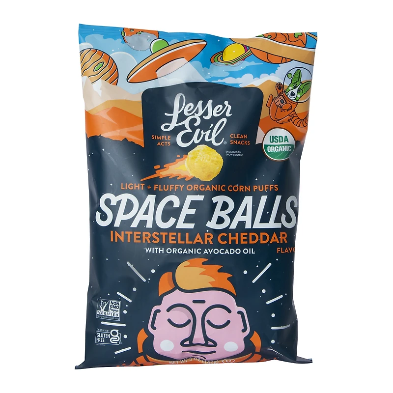lesser evil® space balls interstellar cheddar puffs 5oz
