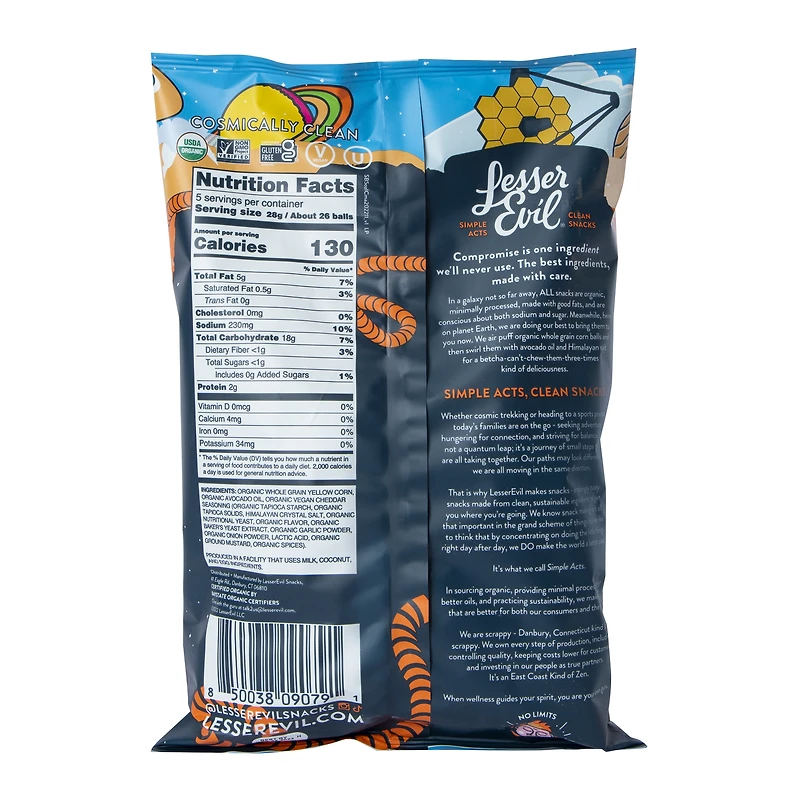 lesser evil® space balls interstellar cheddar puffs 5oz