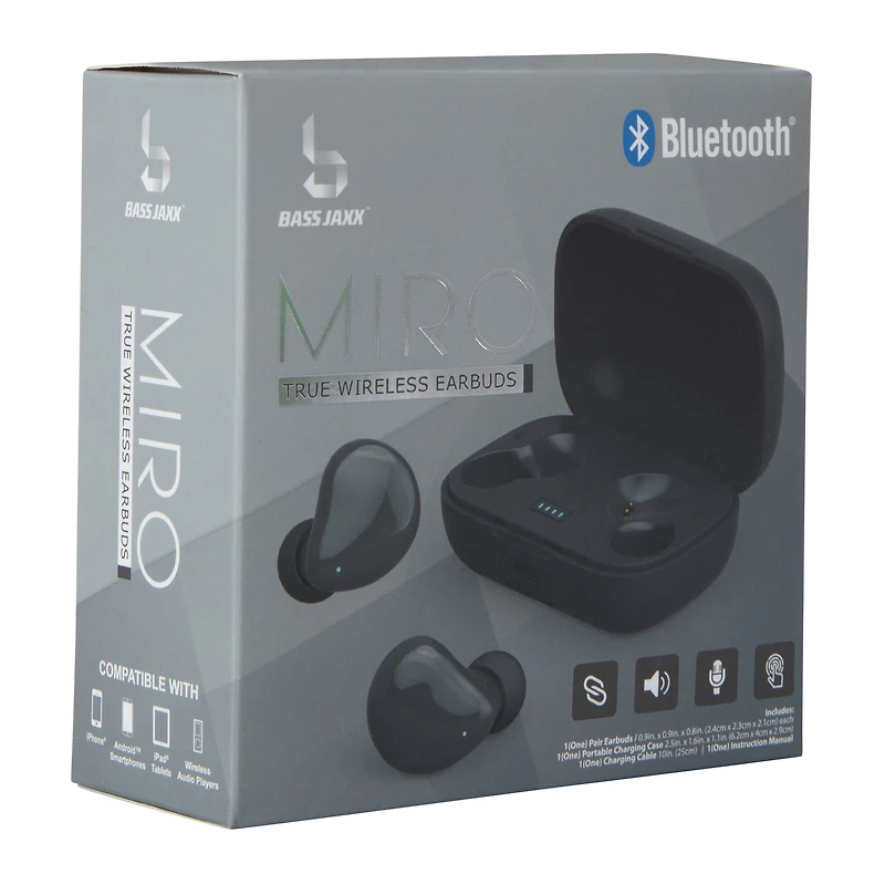 micro true wireless bluetooth® earbuds with case & mic