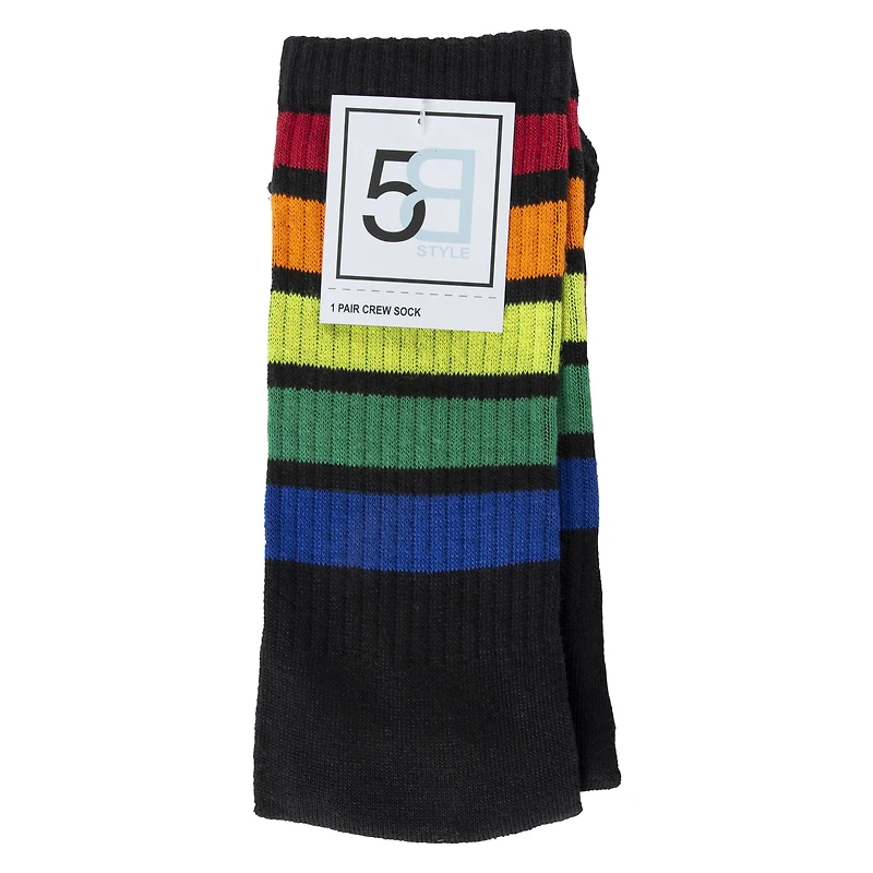 pride rainbow stripe mens crew socks
