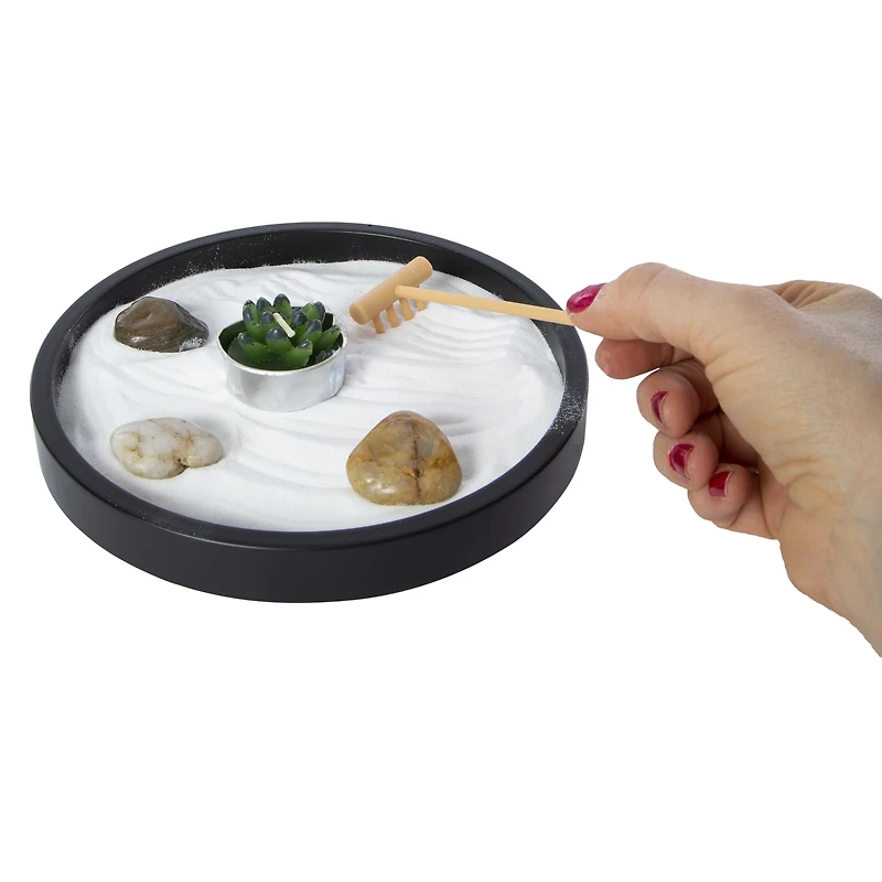 succulent candle zen garden 7in