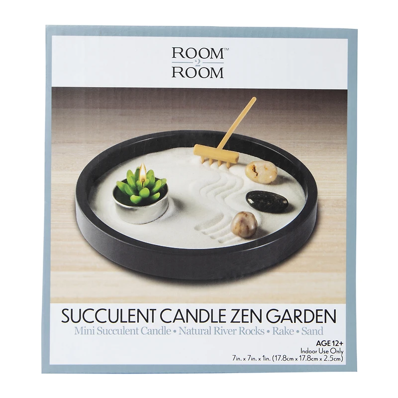 succulent candle zen garden 7in