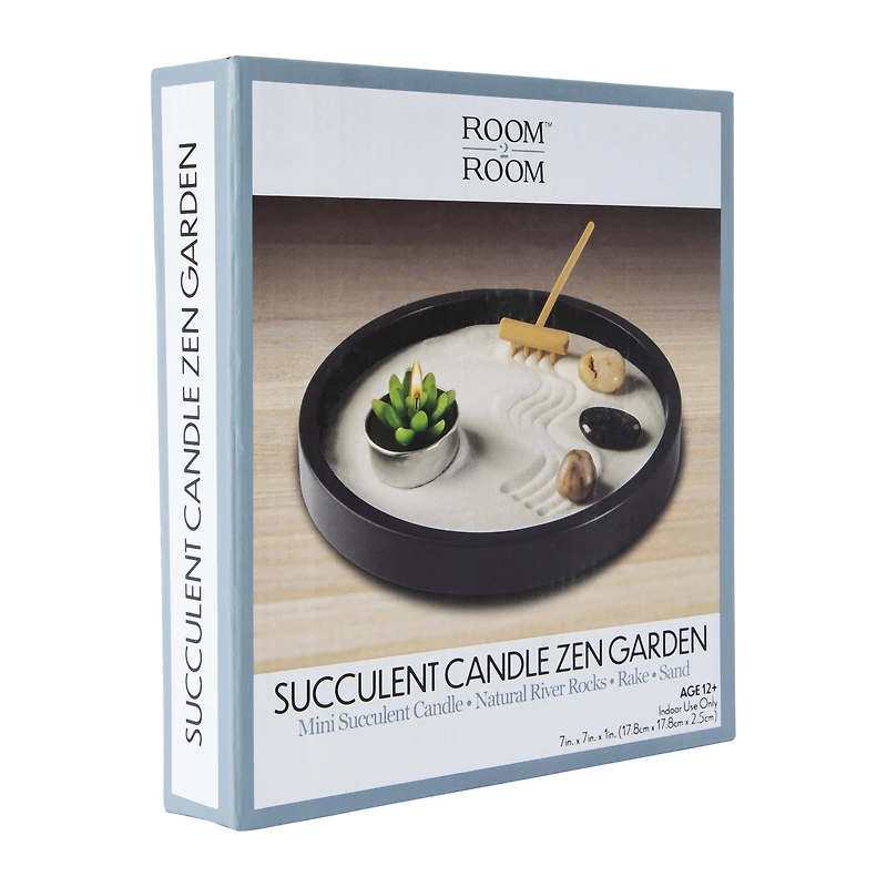 succulent candle zen garden 7in