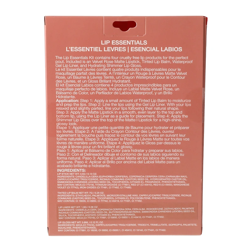 bella pierre® lip essentials velvet rose 4-piece kit