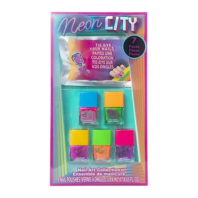 neon city tie dye & marble nail kit 8-piece