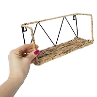 metal & water hyacinth shelf 11in