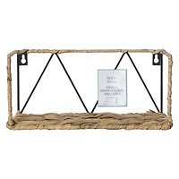 metal & water hyacinth shelf 11in