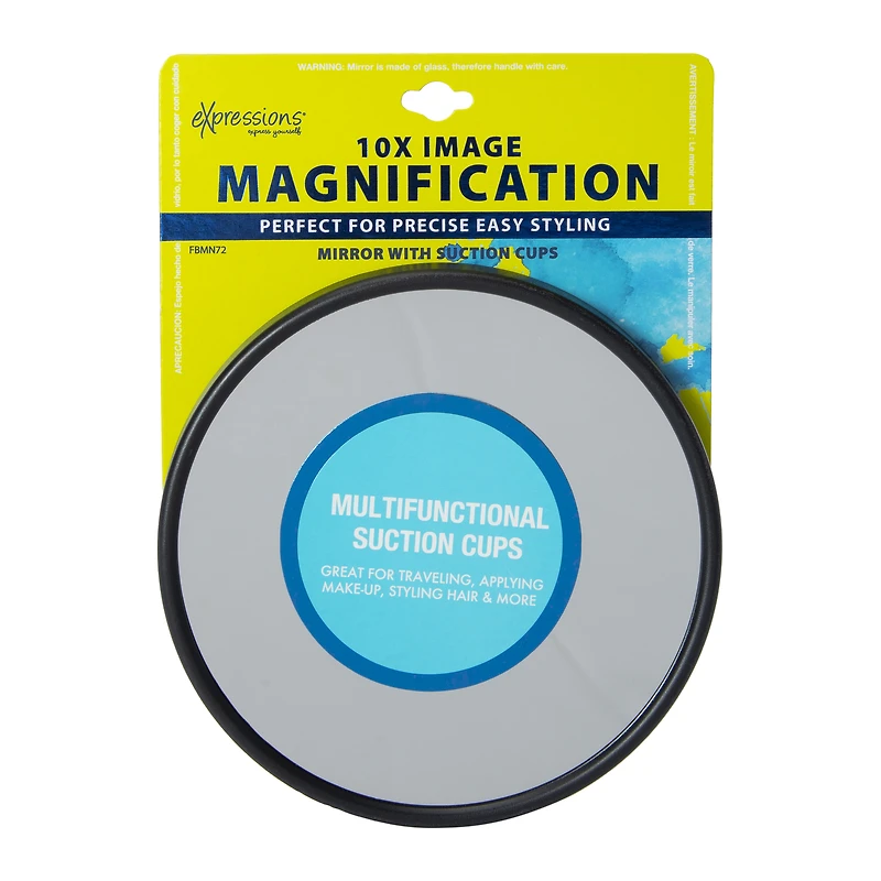10x magnification mirror w/ suction cups