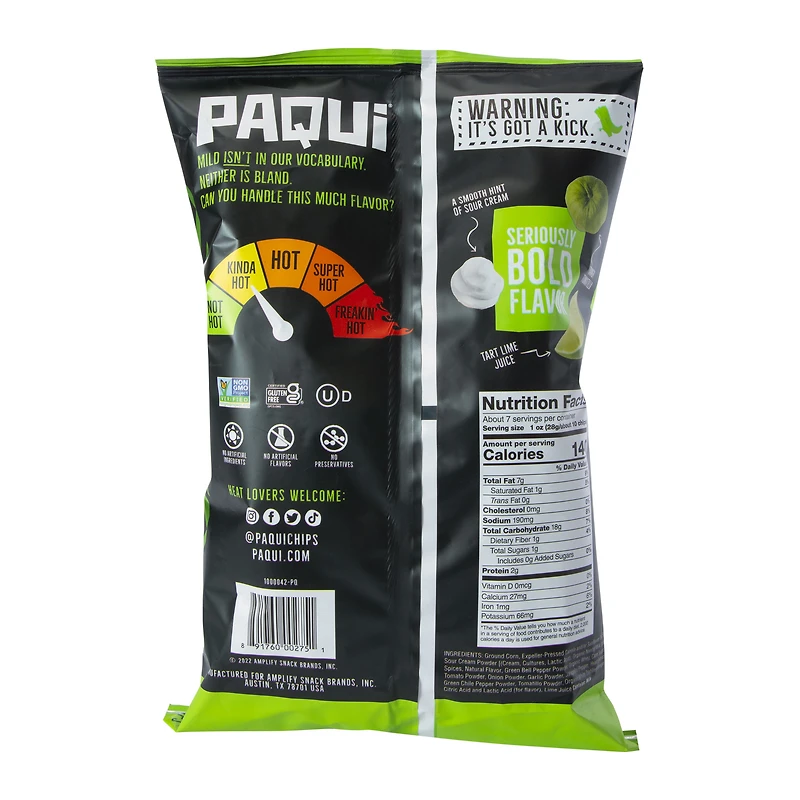 paqui® zesty salsa verde tortilla chips 7oz