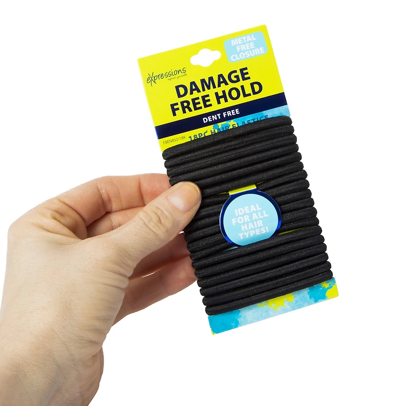 Black Ponytail Holders 18-Pack