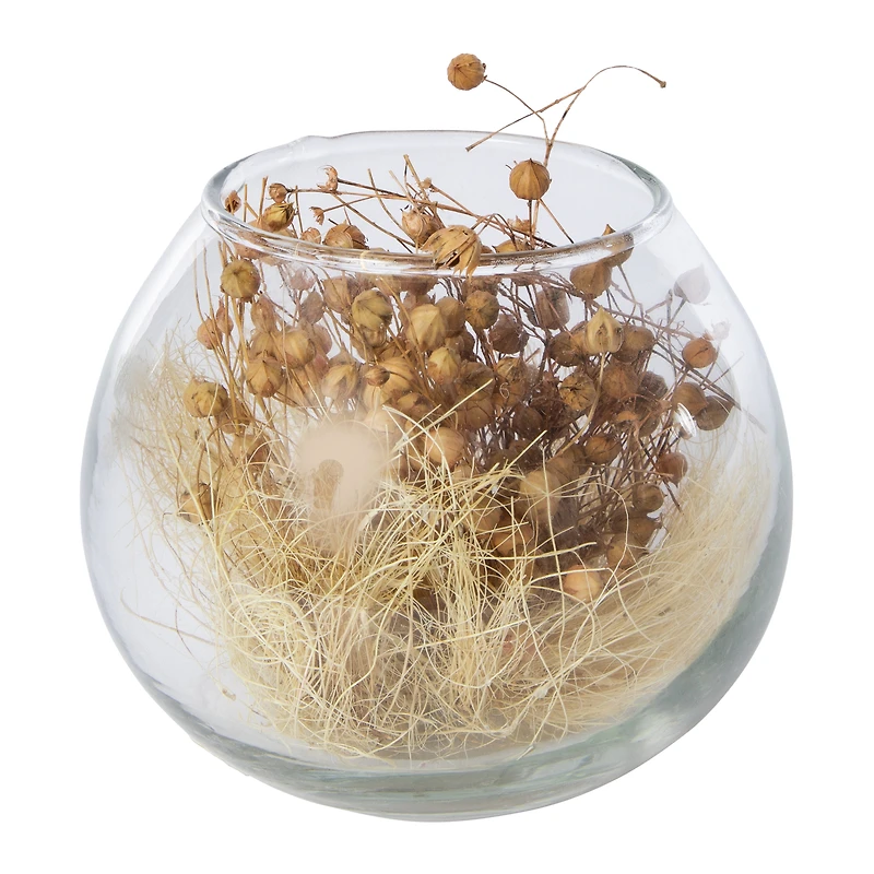natural dried grass glass bowl