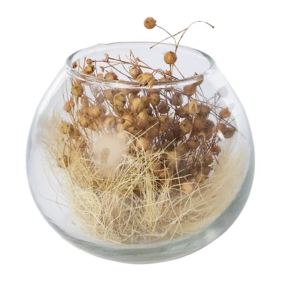 natural dried grass glass bowl