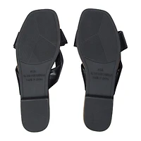 ladies black bow slip on sandals