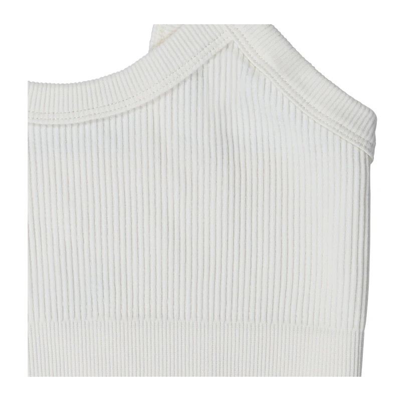 cream ribbed scoop-neck bralette