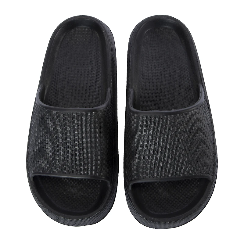 ladies green puff sole slide sandals