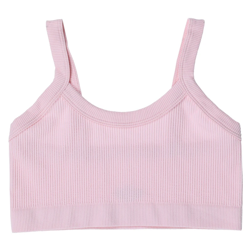 pink ribbed scoop-neck bralette