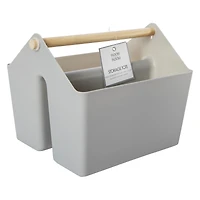 storage tote with wooden handle 9in x 8in