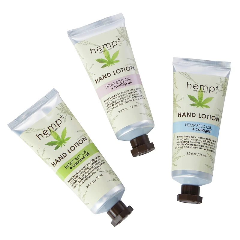 hemp+ hemp seed oil hand lotion set 3-piece