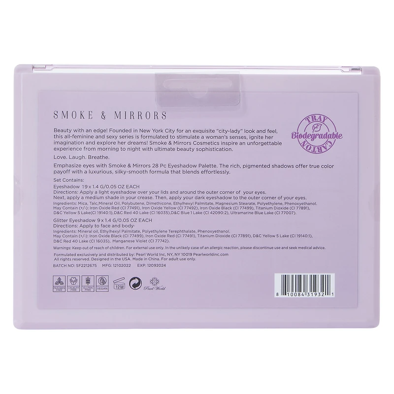 smoke & mirrors clean beauty girl you're a natural eyeshadow palette 28-count