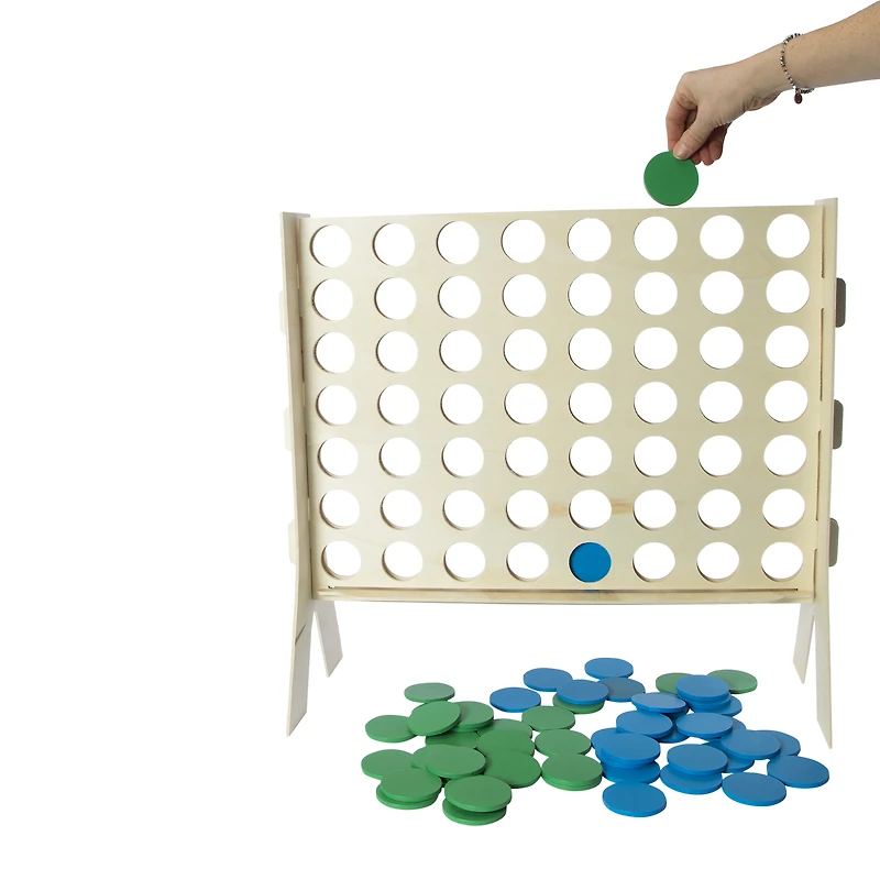 giant four in a row wooden game 24in x 21.3in