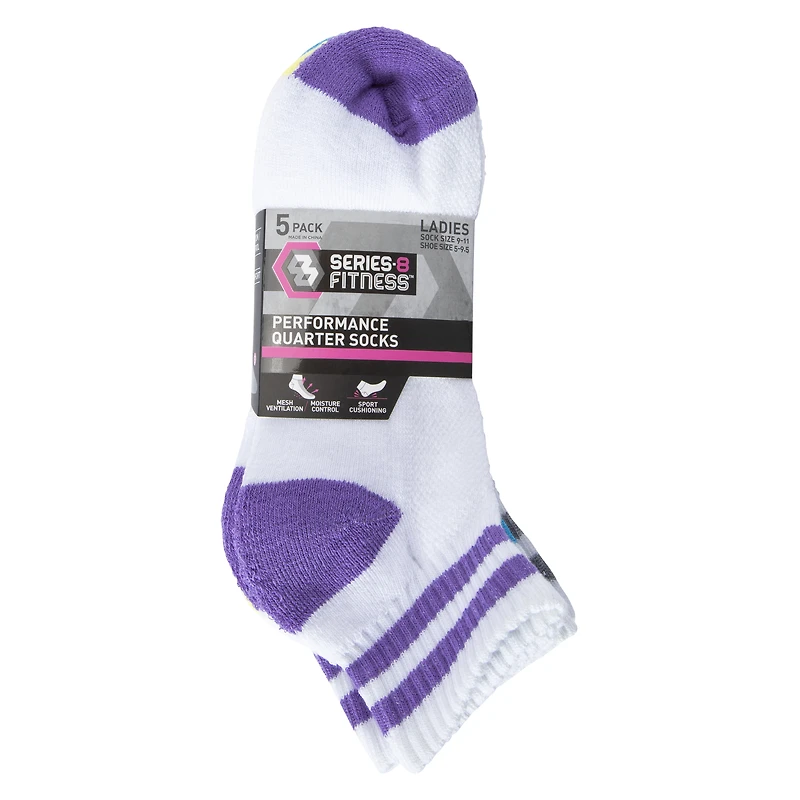 series-8 fitness™ ladies performance quarter crew socks 5-pack