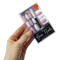 Pretty Woman Faux Nails 24-Piece Set - Pink & Iridescent