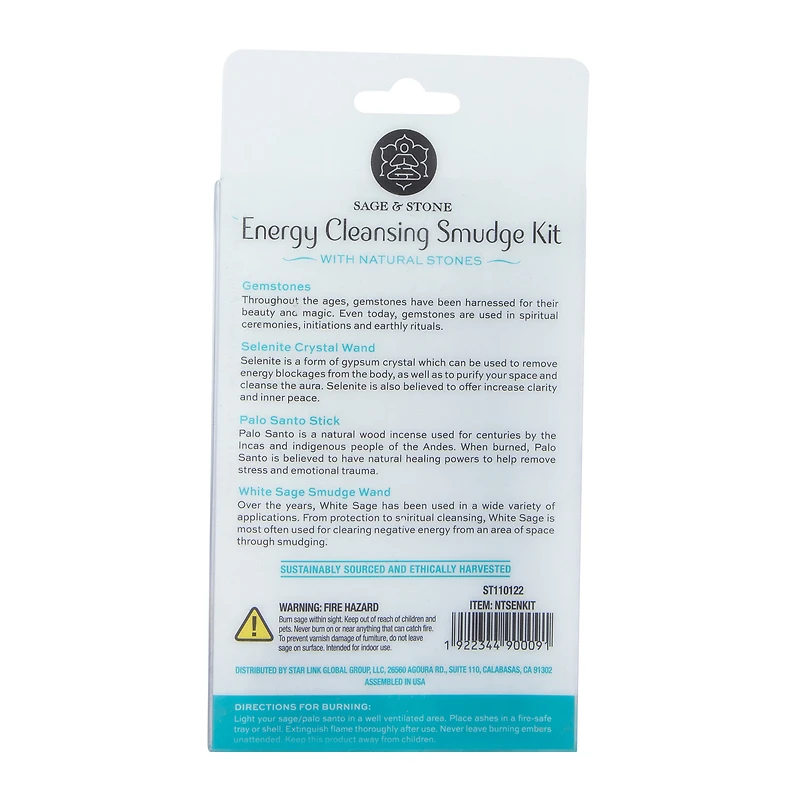 sage & stone energy cleansing smudge kit