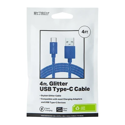 4ft glitter USB Type-C cable