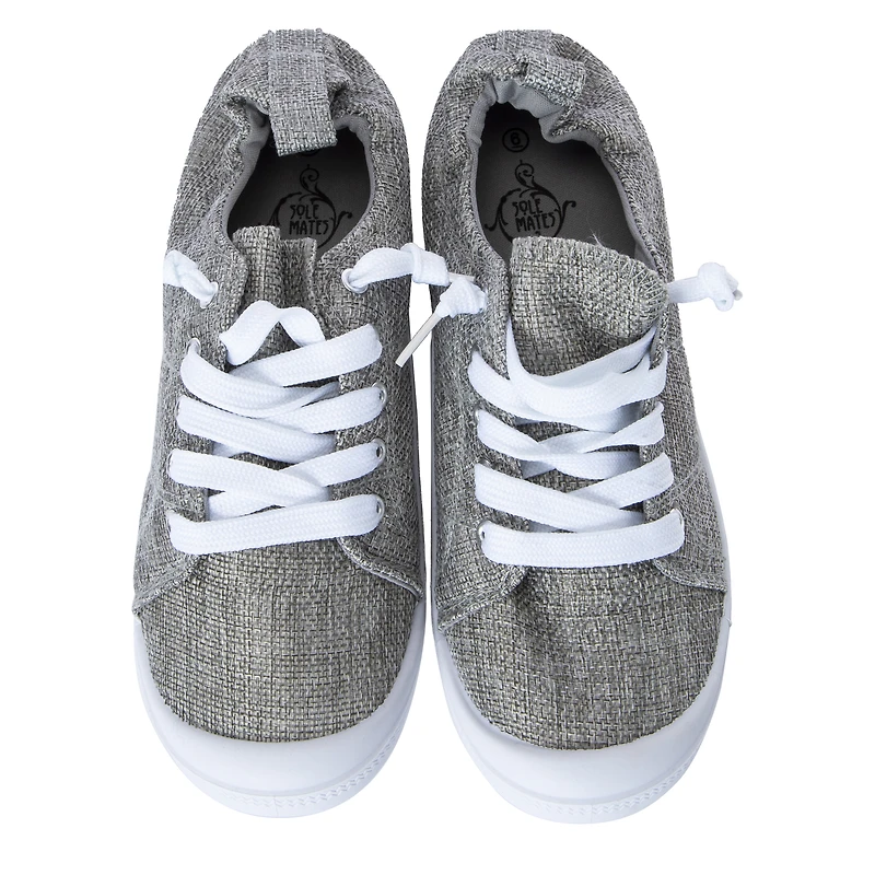 ladies gray scrunch back sneakers