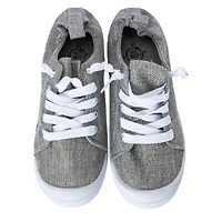 ladies gray scrunch back sneakers