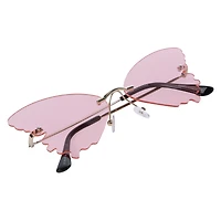 ladies frameless butterfly shaped sunglasses
