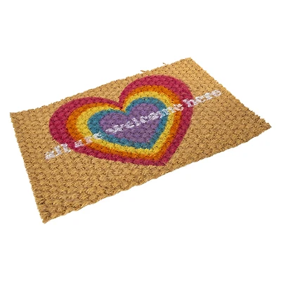 pride rainbow heart doormat 24in x 16in