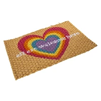 pride rainbow heart doormat 24in x 16in