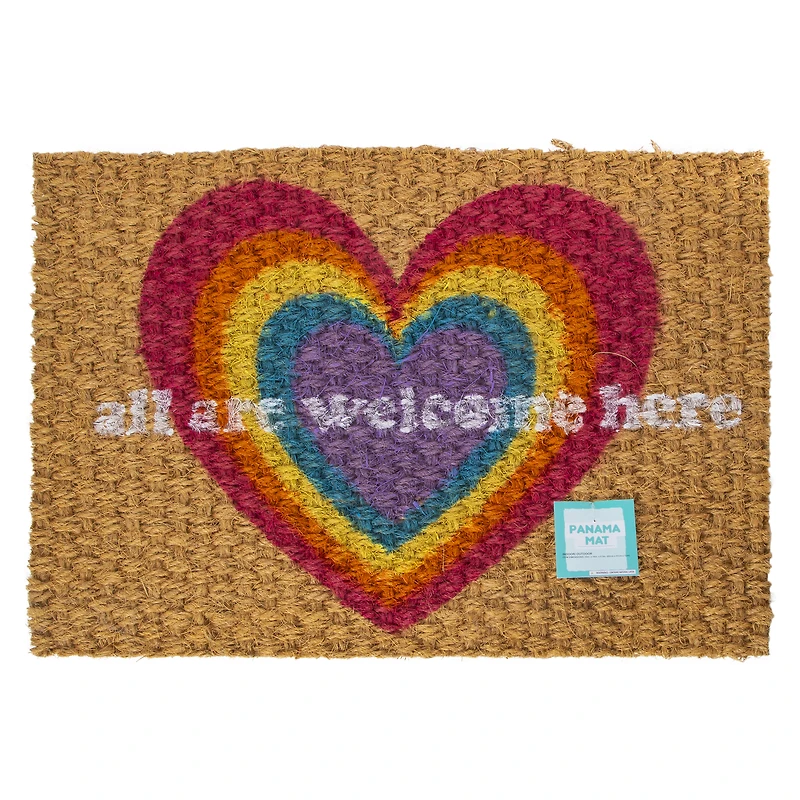 pride rainbow heart doormat 24in x 16in