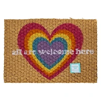 pride rainbow heart doormat 24in x 16in