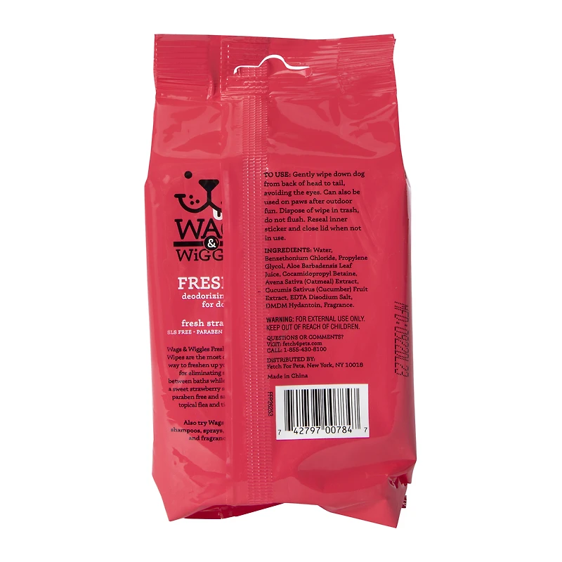 wags & wiggles freshen deodorizing wipes for dogs 30-count