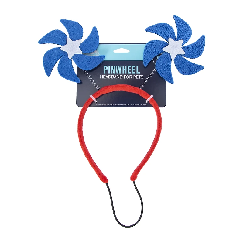 pet blue pinwheel headband