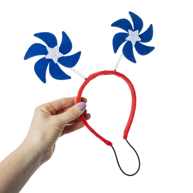 pet blue pinwheel headband