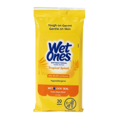 wet ones® tropical splash antibacterial hand wipes 20-count